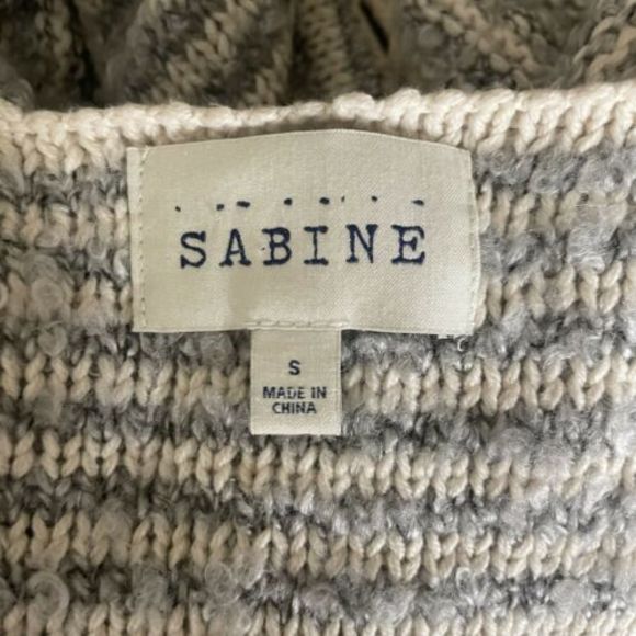 Sabine Open Waterfall Cardigan Sweater Grey Cream Sz Small Wool Cotton Blend a33 - Picture 9 of 11